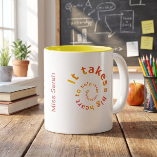 Spiral-Herz-Lehrer-Kaffeetasse - Personalisierbar Zweifarbige Tasse