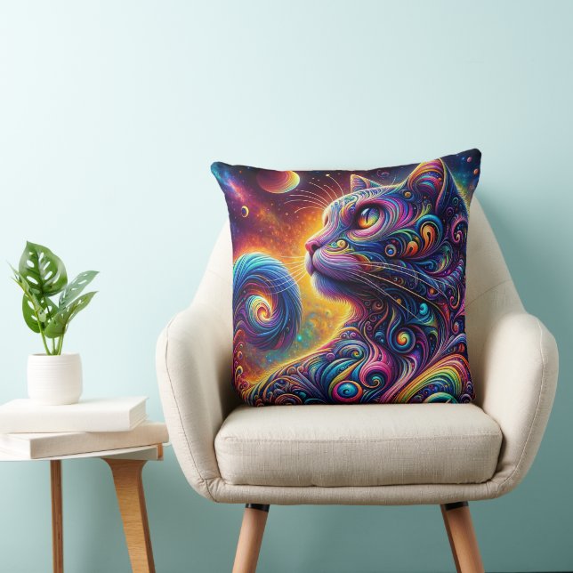 Spiral Mystic Galaxy Rainbow Cat Kissen (Stuhl )
