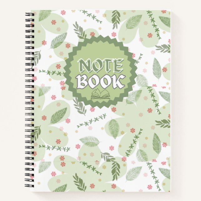 Spiral Notebook Aesthetic Sage Green Floral Spiral Notizbuch (Vorderseite)