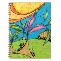 Spiral-Notebook, Backyard Summer Fun Doodle