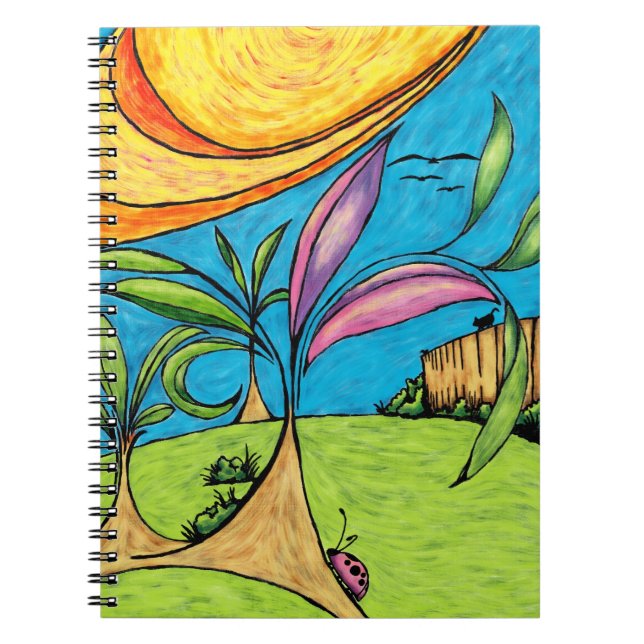 Spiral-Notebook, Backyard Summer Fun Doodle Notizblock (Vorderseite)