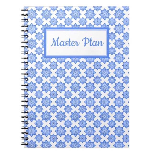 Spiral Notebook Blue Fliesenprint Notizblock (Vorderseite)