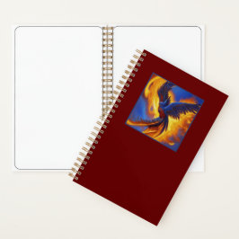 Spiral Notebook Blue Phoenix, Dark Red Notebook Notizbuch