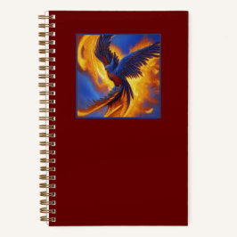 Spiral Notebook Blue Phoenix, Dark Red Notebook Notizbuch
