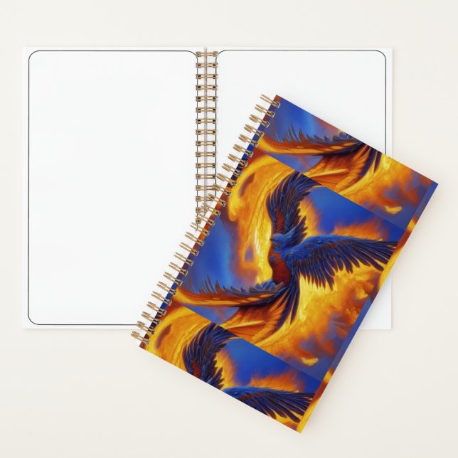 Spiral Notebook Blue Phoenix, farbiges Notebook Notizbuch (Innen)