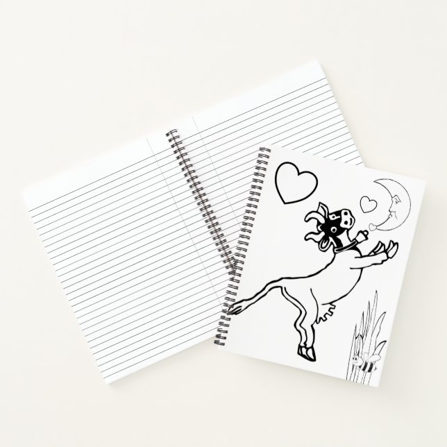 Spiral Notebook Coloring Cow Moon Bumblebee Notizbuch (Innenseite)