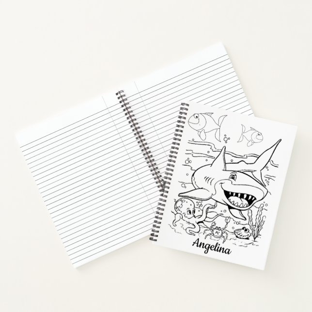 Spiral Notebook Coloring Sharks Fish Notizbuch (Innenseite)