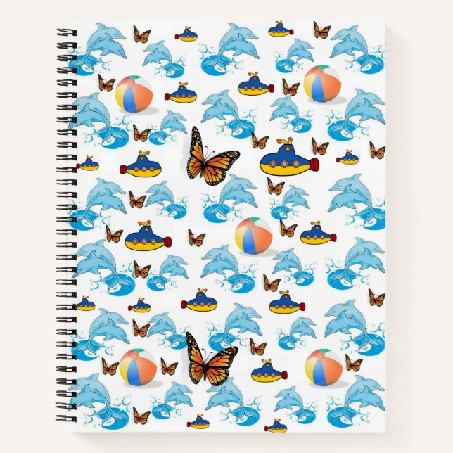 Spiral Notebook Dolphin Butterfly Notizbuch (Vorderseite)