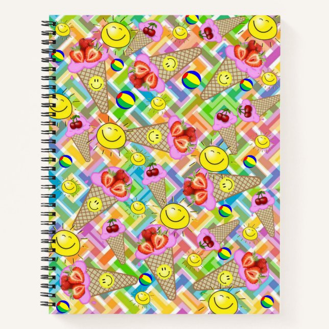 Spiral Notebook Erdbeere Eis Zickzack Obst Notizbuch (Vorderseite)