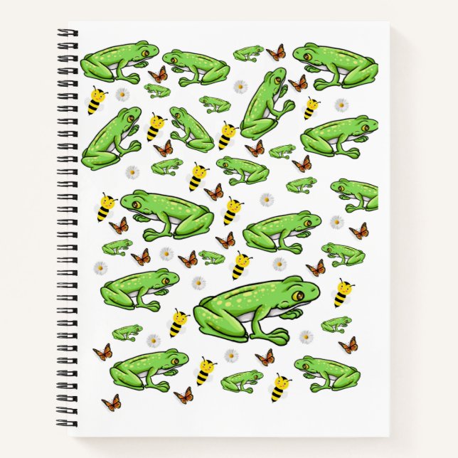 Spiral Notebook Frog Butterfly Notizbuch (Vorderseite)