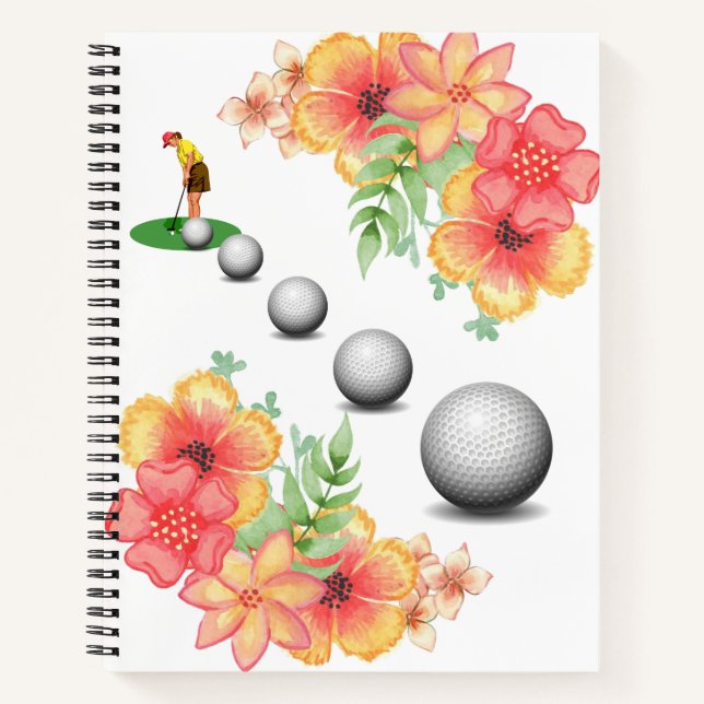 Spiral Notebook Golfer Golf Balls Blues Notizbuch (Vorderseite)