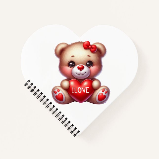 Spiral Notebook HEART WITH TEDDY Notizbuch (Vorderseite)