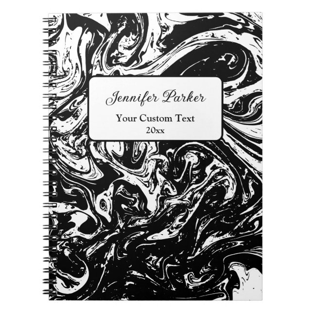 Spiral-Notebook im Stil Schwarzweiß-Marmor Notizblock (Vorderseite)