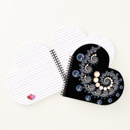 Spiral Notebook in Elfenbein und Blue Pearl Heart Notizbuch