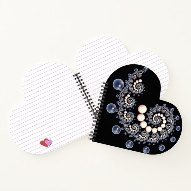 Spiral Notebook in Elfenbein und Blue Pearl Heart  Notizbuch (Innenseite)