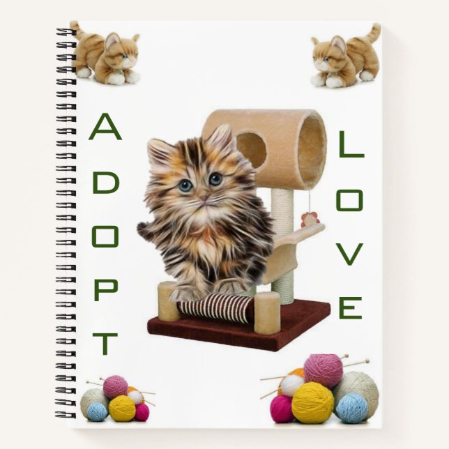 Spiral Notebook Kitten Cat Condo Cat Adoption Lieb Notizbuch (Vorderseite)