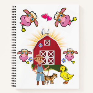 Spiral Notebook Kuh Bauer Gelbe Ente Katze Notizbuch