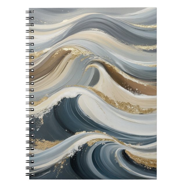 Spiral Notebook mit traumhaftem Wellendesign Notizblock (Vorderseite)