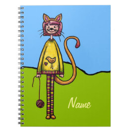 Spiral-Notebook, Niedliche Katzen-Girl-Namensvorla Notizblock