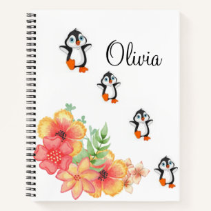 Spiral Notebook Pinguin Floral Notizbuch