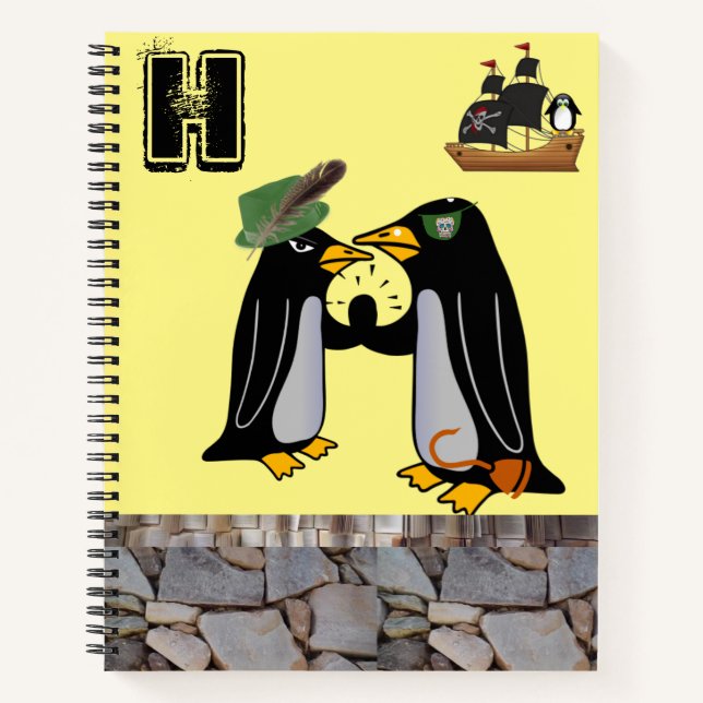 Spiral Notebook Pinguin Pirate Ship Notizbuch (Vorderseite)