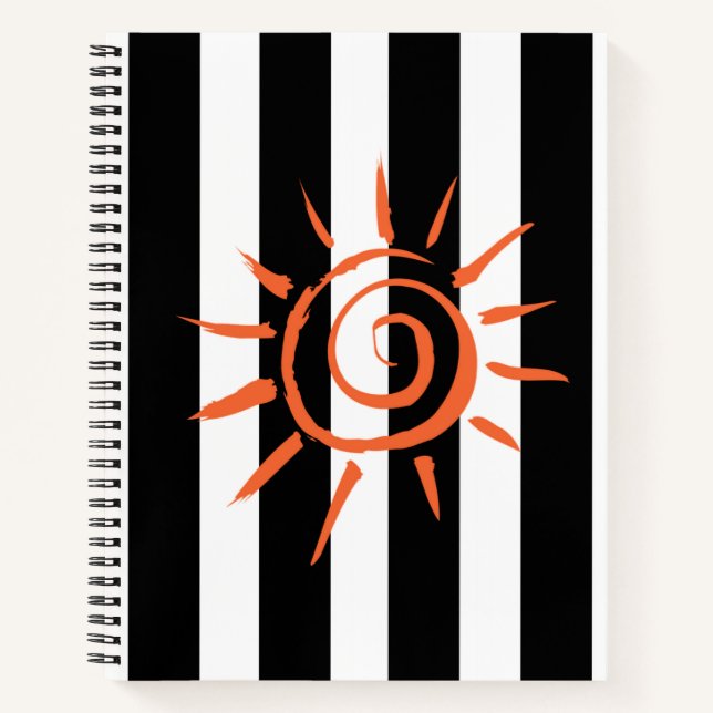 Spiral Notebook Schwarz-weiß Stripe Star Notizbuch (Vorderseite)