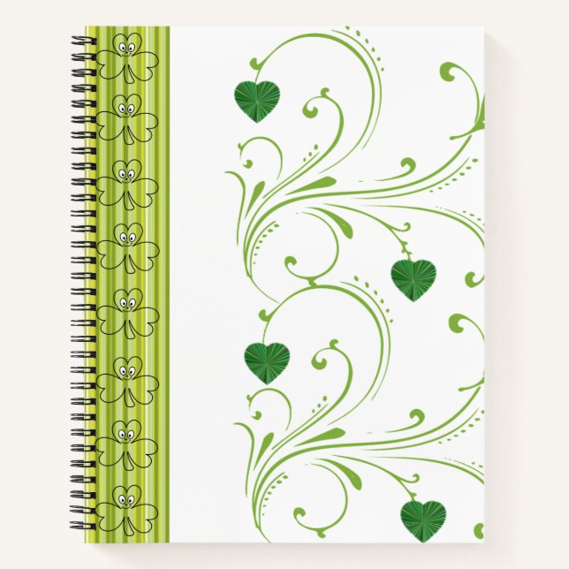 Spiral Notebook St. Patrick's Floral Kleeblatts Notizbuch (Vorderseite)