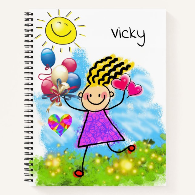 Spiral Notebook Sun Balloons Girl Notizbuch (Vorderseite)