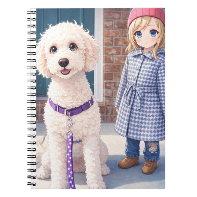 Spiral Photo Notebook Anime Girl With Happy Dog Notizblock (Vorderseite)
