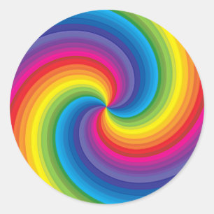 Spiral Rainbow Burst Runder Aufkleber
