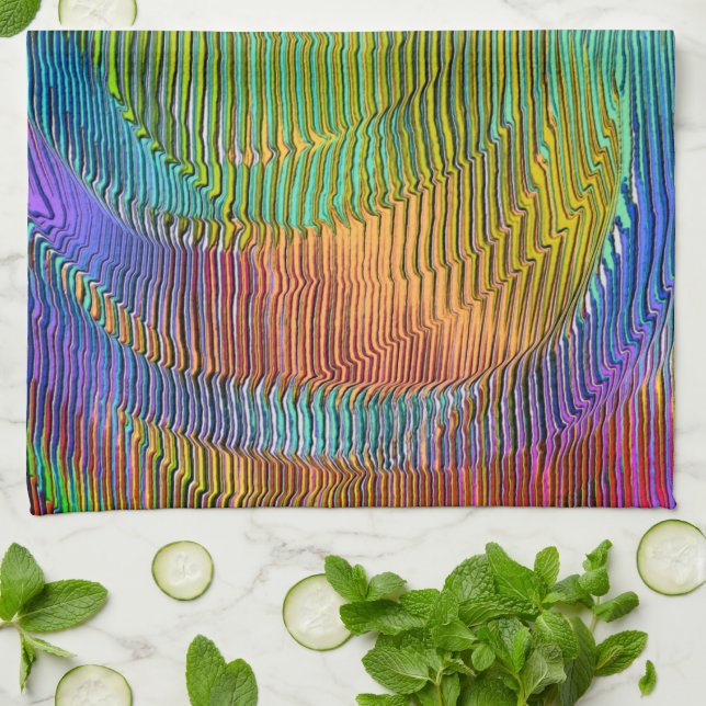 Spiral Rainbow mit Relief und chaotischen Streifen Geschirrtuch (Gefaltet)