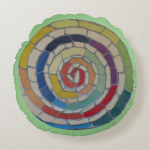 Spiral Rainbow Mosaic Yoga Coussin rond