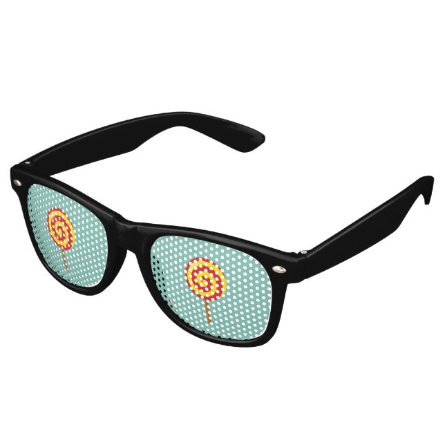 Spiral Red Yellow Lollipop Partybrille (Schrägansicht)