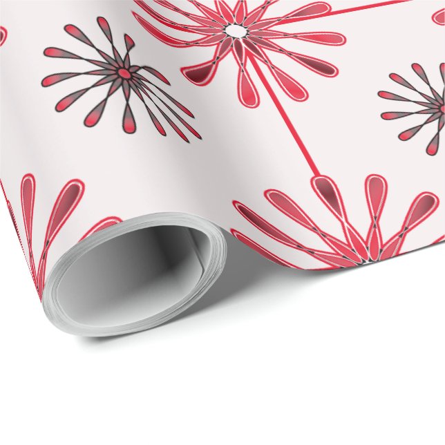 Spiral Retro Blume Wählen Sie Ihre Hintergrundfarb Geschenkpapier (Rolleneckpunkt)