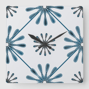 Spiral Retro Blume Wählen Sie Ihre Hintergrundfarb Quadratische Wanduhr