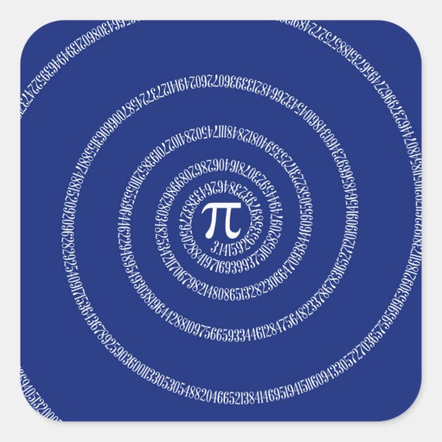 Spiral Rings for Pi on Navy Blue Quadratischer Aufkleber (Vorderseite)