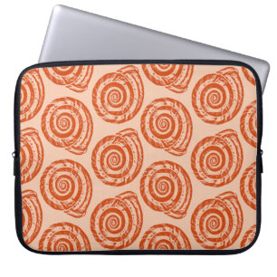 Spiral Seashell Block Print, Coral Orange Laptopschutzhülle