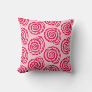 Spiral Seashell Block Print, Coral Pink & Fuchsia Kissen