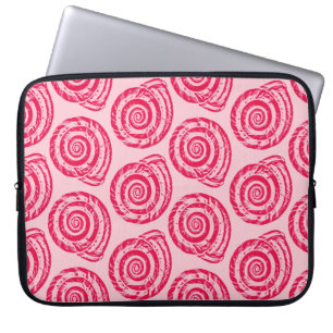 Spiral Seashell Block Print, Coral Pink & Fuchsia Laptopschutzhülle