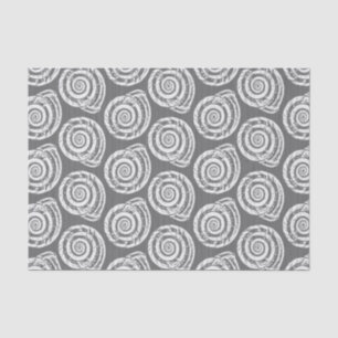 Spiral Seashell Block Print, grau / grau und weiß Seidenpapier