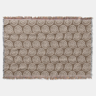 Spiral Seashell Block Print, Taupe Tan und Creme Decke