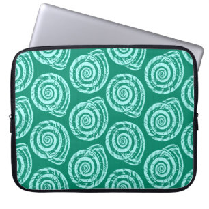 Spiral Seashell Block Print, Türkis und Aqua Laptopschutzhülle