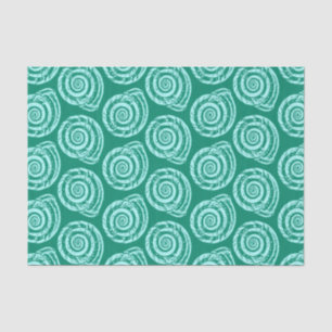 Spiral Seashell Block Print, Türkis und Aqua Seidenpapier