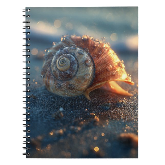 Spiral Seashell Golden Light Notebook Notizblock (Vorderseite)