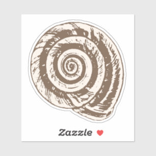 Spiral Seashell in Taupe Tan und Creme Aufkleber