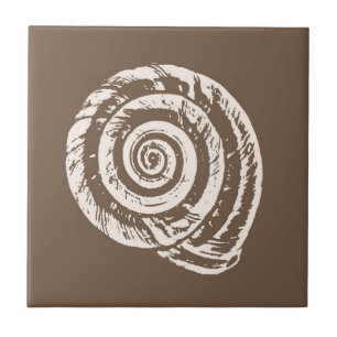 Spiral Seashell, Taupe Tan und Creme / Beige Fliese