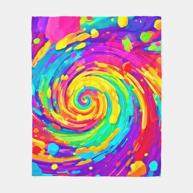 Spiral Splash Farben Kunst und Kultur Fleecedecke (Vorderseite)