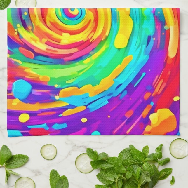 Spiral Splash Farben Kunst und Kultur Geschirrtuch (Gefaltet)