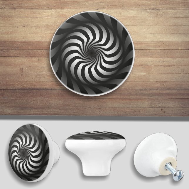 Spiral Swirl Black and White Cabinet Drawer Knobla Keramikknauf (Von Creator hochgeladen)