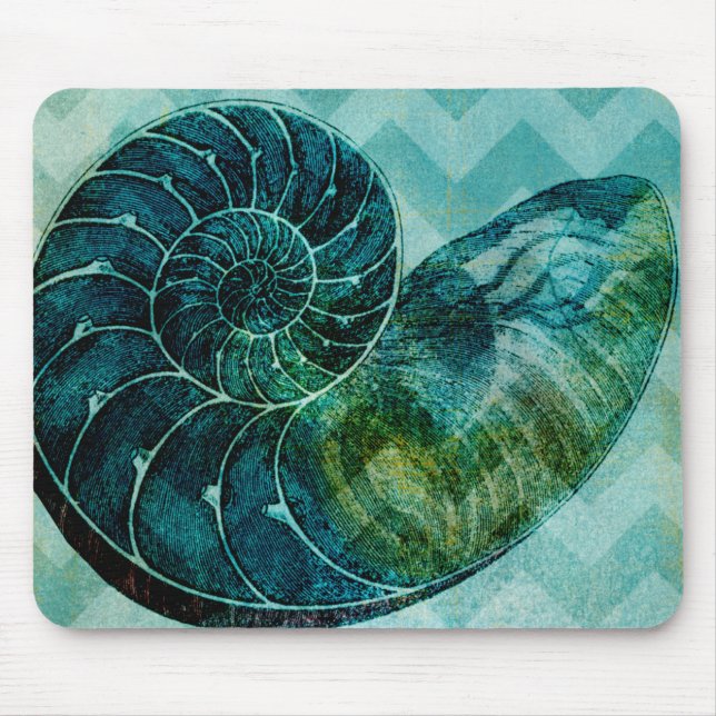 Spiral Turquoise Conch Muschel Mousepad (Vorne)